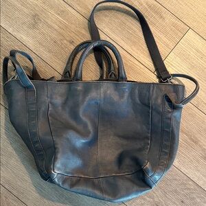 Free People Blue Leather Large Tote Bag